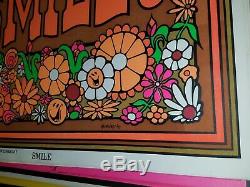 SMILE BE HAPPY 1971 VINTAGE BLACKLIGHT NOS POSTER By LASPEY -NICE