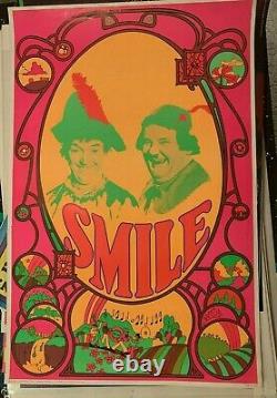 SMILE LAUREL & HARDY 1969 VINTAGE BLACKLIGHT POSTER By WESPAC VISUAL -NICE