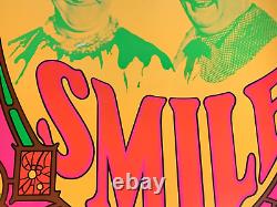 SMILE LAUREL & HARDY W-47 VINTAGE 1969 BLACKLIGHT POSTER By WESPAC VISUAL -NICE