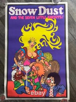 SNOW DUST & The Seven Little Snorts Vintage Poster Blacklight 1973 Cocaine Humor