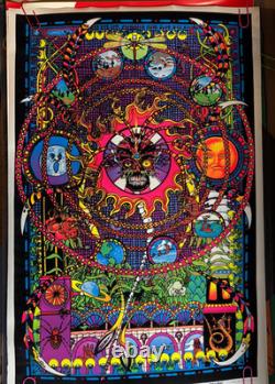 SPECTRUM VINTAGE 1974 FLOCKED HEADSHOP BLACKLIGHT POSTER By AA SALES -NICE