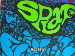 SPLAT BLOW YOUR MIND INSIDE OUT VINTAGE 1970's HEADSHOP BLACKLIGHT POSTER -NICE
