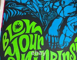 SPLAT BLOW YOUR MIND INSIDE OUT VINTAGE 1970's HEADSHOP BLACKLIGHT POSTER -NICE