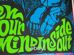 SPLAT BLOW YOUR MIND INSIDE OUT VINTAGE 1970's HEADSHOP BLACKLIGHT POSTER -NICE