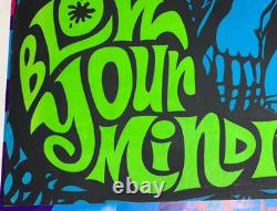 SPLAT BLOW YOUR MIND INSIDE OUT VINTAGE 1970's HEADSHOP BLACKLIGHT POSTER -NICE