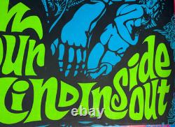 SPLAT BLOW YOUR MIND INSIDE OUT VINTAGE 1970's HEADSHOP BLACKLIGHT POSTER -NICE