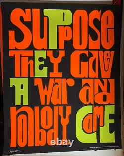 SUPPOSE THEY GAVE A WAR VINTAGE 1969 BLACKLIGHT HIPPIE POSTER By Joyce Culkin