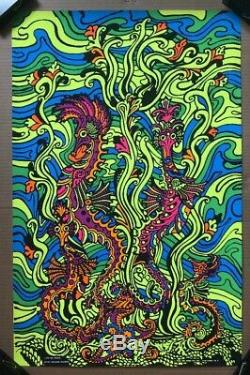 Sea Horses Original Vintage Blacklight Poster Third Eye Inc 1970 Macbeth 1970s