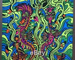 Sea Horses Original Vintage Blacklight Poster Third Eye Inc 1970 Macbeth 1970s