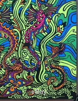 Sea Horses Original Vintage Blacklight Poster Third Eye Inc 1970 Macbeth 1970s