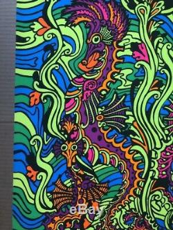 Sea Horses Original Vintage Blacklight Poster Third Eye Inc 1970 Macbeth 1970s