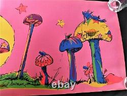 Signed Vintage Earl Newman 1971 Psychedelic Blacklight Handpainted Poster Shroom
