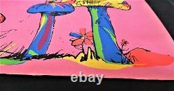 Signed Vintage Earl Newman 1971 Psychedelic Blacklight Handpainted Poster Shroom