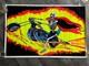 Skeleton Chopper Motorcycle Vintage Poster Blacklight Flocked Hell Biker Fire
