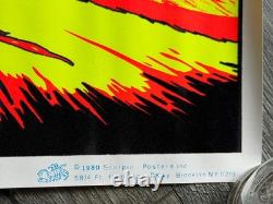 Skeleton Chopper Motorcycle Vintage Poster Blacklight Flocked Hell Biker Fire