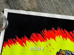 Skeleton Chopper Motorcycle Vintage Poster Blacklight Flocked Hell Biker Fire