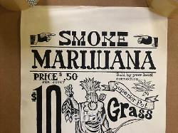 Smoke Marijuana Original Vintage Poster Headshop Weed Joint Drugs 1960s Wetback