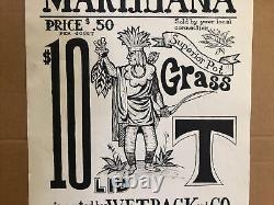 Smoke Marijuana Original Vintage Poster Headshop Weed Joint Drugs 1960s Wetback