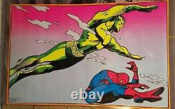 Spiderman & Namor 1971 Vintage Marvel Comics Blacklight Poster The Third Eye