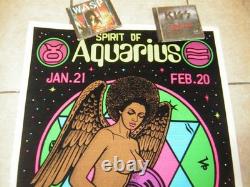 Spirit Of Aquarius Blacklight Poster 1976 Vintage Funky Pretty Afro Girl Velvet