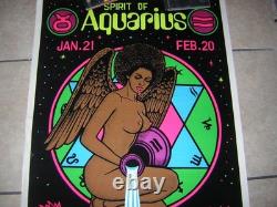 Spirit Of Aquarius Blacklight Poster 1976 Vintage Funky Pretty Afro Girl Velvet