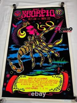 Spirit of Scorpio Zodiac Black Light Poster Vintage 1976 23x35 Original RARE