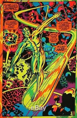 Stan Lee Signed Psa/dna Silver Surfer Third Eye Blacklight Poster 1971 Marvel