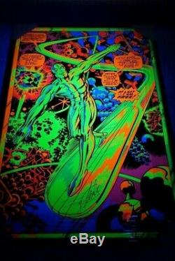 Stan Lee Signed Psa/dna Silver Surfer Third Eye Blacklight Poster 1971 Marvel