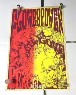 Steve Sachs 1967 Blacklight Flower Power Truth Love Peace Poster Rolled 45 x 23