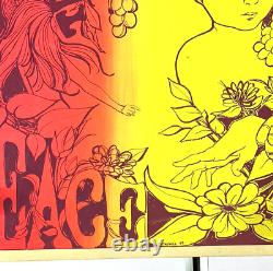 Steve Sachs 1967 Blacklight Flower Power Truth Love Peace Poster Rolled 45 x 23