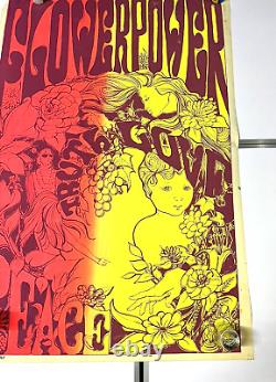 Steve Sachs 1967 Blacklight Flower Power Truth Love Peace Poster Rolled 45 x 23