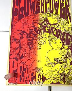 Steve Sachs 1967 Blacklight Flower Power Truth Love Peace Poster Rolled 45 x 23