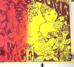 Steve Sachs 1967 Blacklight Flower Power Truth Love Peace Poster Rolled 45 x 23