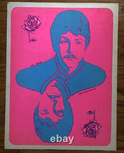 Steve Sachs Paul McCartney Original Vintage Blacklight Poster The Beatles 1967