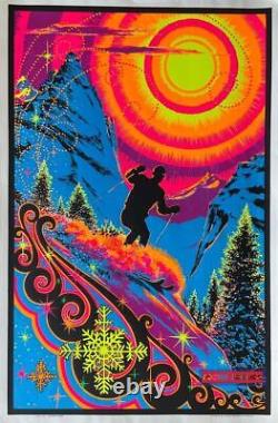 Sunrise Skier Vintage Black Light Poster 23 x 35