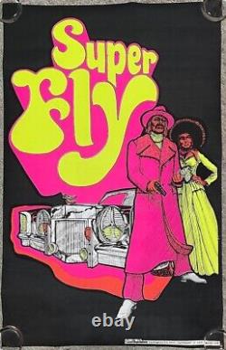 Super Fly movie vintage 1972 blacklight poster by One Stop LA 22x34 unused