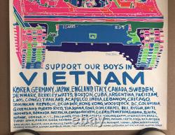 Support Our Boys In Vietnam Vintage Blacklight Poster Original Psychedelic 1960s