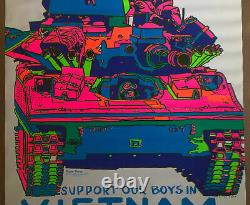 Support Your Boys In Vietnam Original Vintage Blacklight Poster 1971 Dayglow