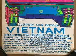 Support Your Boys In Vietnam Original Vintage Blacklight Poster 1971 Dayglow