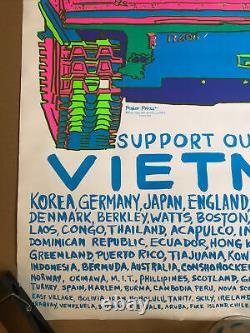 Support Your Boys In Vietnam Original Vintage Blacklight Poster 1971 Dayglow