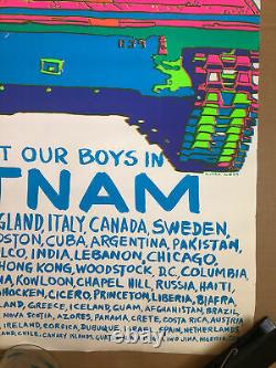 Support Your Boys In Vietnam Original Vintage Blacklight Poster 1971 Dayglow