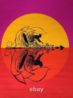 Surfer Original Vintage Blacklight Poster Psychedelic Surfing 1970s Sun Waves
