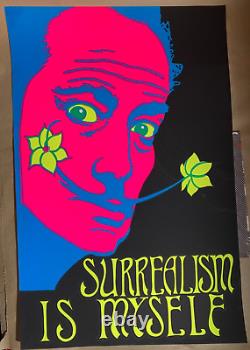 Surrealism Is Myself Vintage 1969 Salvador Dali Headshop Blacklight Poster -nice