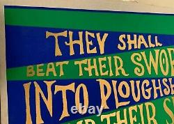 THEY SHALL BEAT THEIR SWORDS VINTAGE 1970's BLACKLIGHT POSTER By R HEITMANN NICE