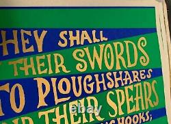 THEY SHALL BEAT THEIR SWORDS VINTAGE 1970's BLACKLIGHT POSTER By R HEITMANN NICE