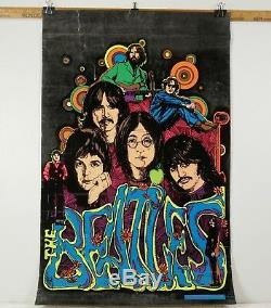 THE BEATLES Psychedelic Poster 1975 Dynamic Collector Series Flocked Blacklight