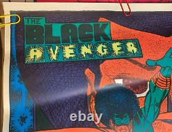 THE BLACK AVENGER VINTAGE 1973 SUPER HERO BLACKLIGHT POSTER By JOKER -NICE