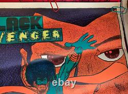 THE BLACK AVENGER VINTAGE 1973 SUPER HERO BLACKLIGHT POSTER By JOKER -NICE
