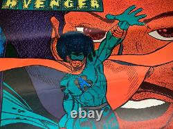 THE BLACK AVENGER VINTAGE 1973 SUPER HERO BLACKLIGHT POSTER By JOKER -NICE