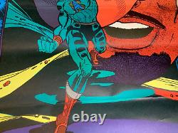 THE BLACK AVENGER VINTAGE 1973 SUPER HERO BLACKLIGHT POSTER By JOKER -NICE